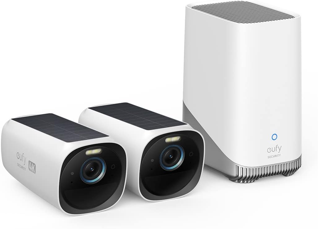 eufyCam 3 S330 2-Cam Kit – Outdoor Wireless 4K Security Cameras with Solar Panel and HomeBase 3