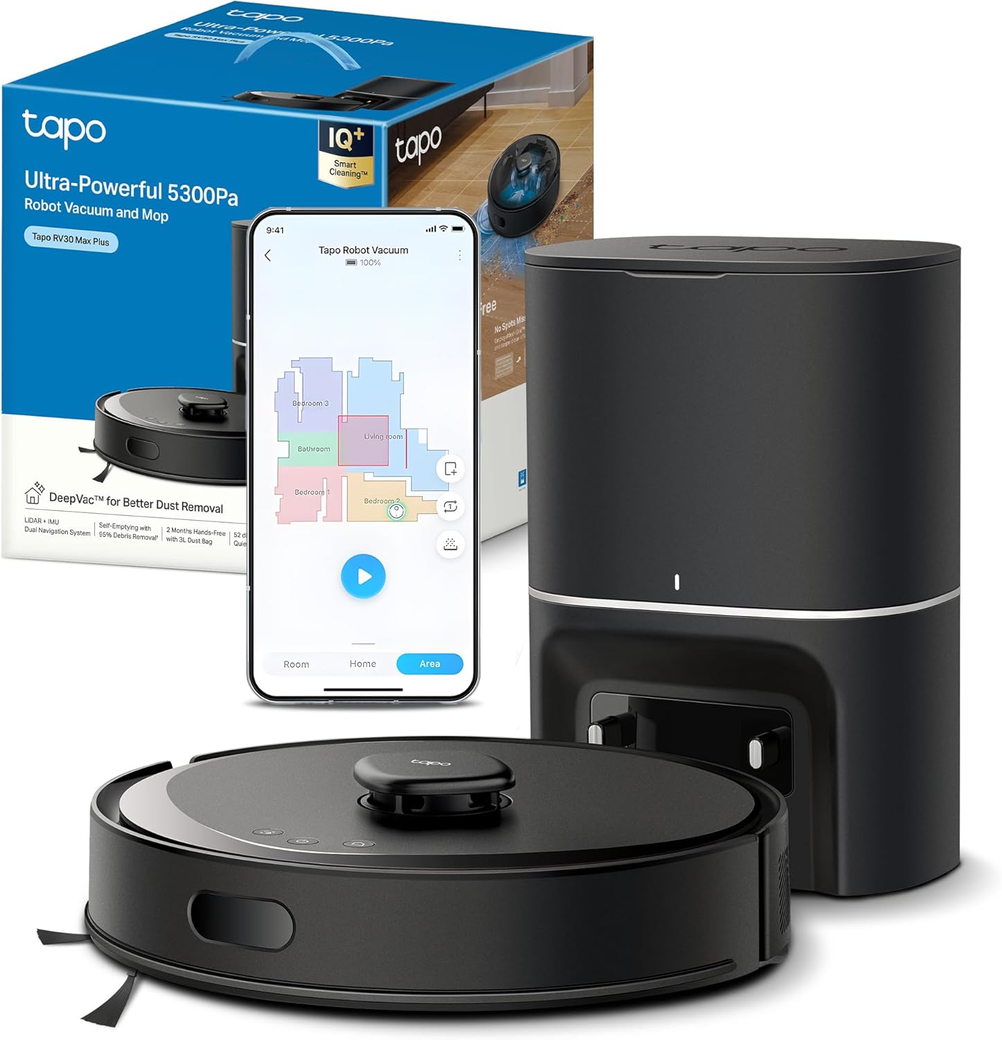 Tapo RV30 Max Plus 5300Pa Robot Vacuum Cleaner with Mop