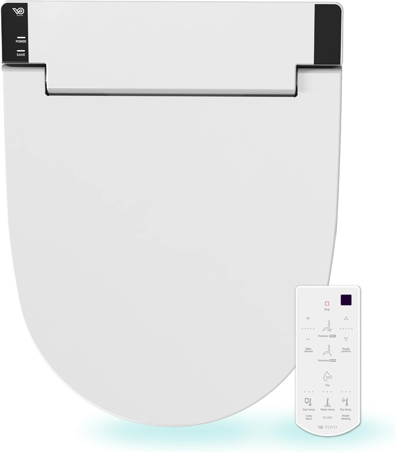 VOVO VB-6100SR Round Electronic Smart Bidet Toilet Seat with Dryer, Heated Toilet Seat, Self-Cleaning Nozzle