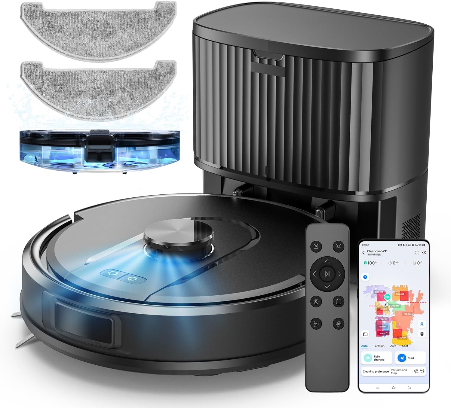 Vexilar Self-Emptying Robot Vacuum Cleaner with Mop