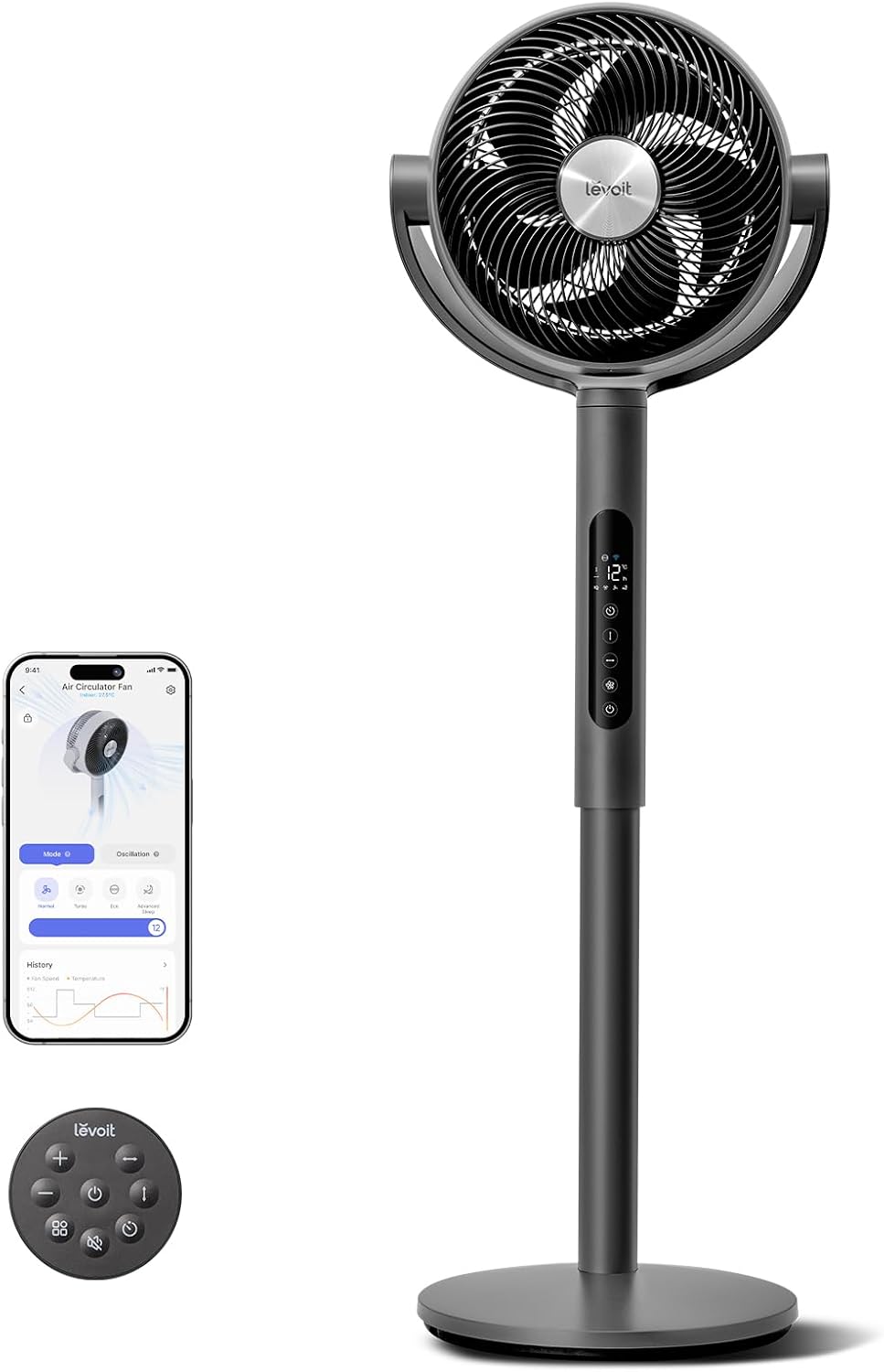 Levoit 20dB Quiet Smart Pedestal Fan for Bedroom
