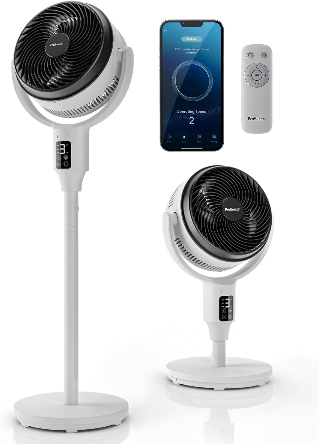 Pro Breeze AirFlo 43-inch Smart Portable Pedestal Fan with Wi-Fi
