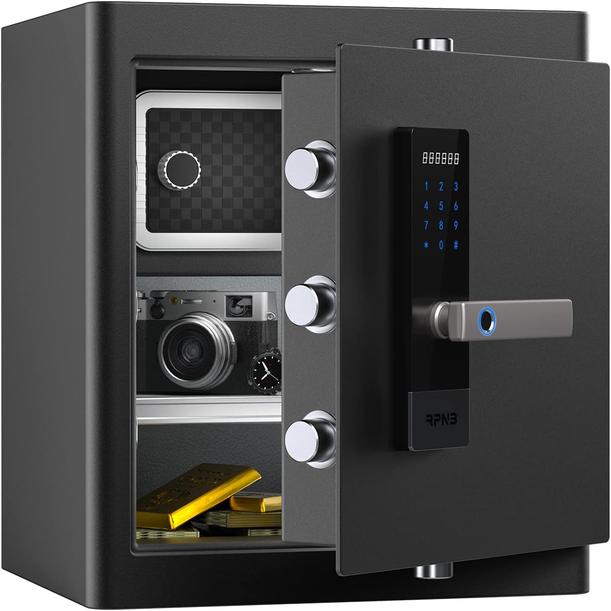 RPNB Deluxe Home Safe and Lock Box, Smart Touch Screen Biometric Fingerprint Security Safe Box with Voice Prompt