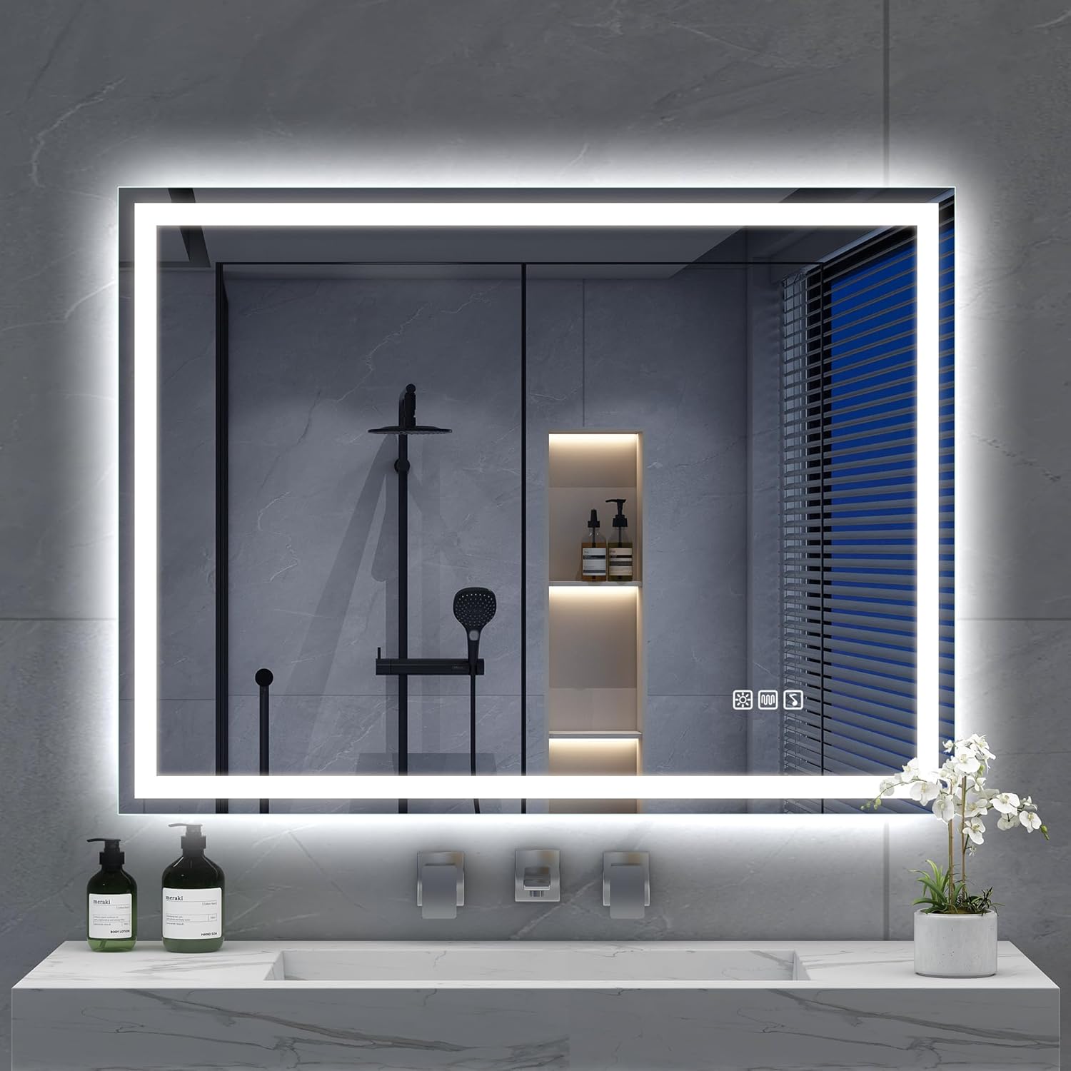 S'bagno Bluetooth LED Bathroom Mirror with Defogging and Audio